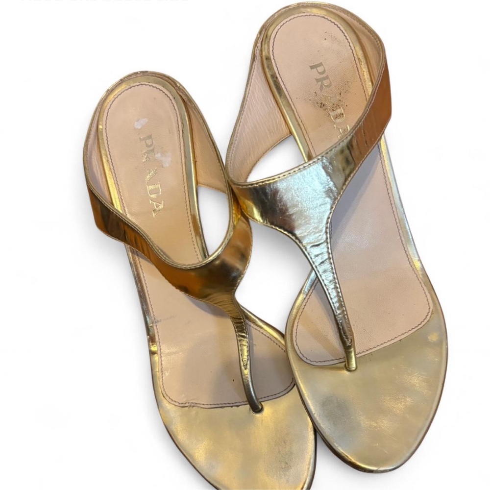Prada Calzature Donna Metallic Kitten Heel Size 7